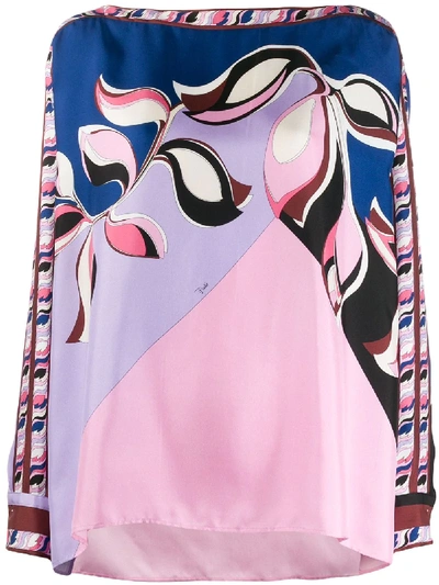 Emilio Pucci Heliconia-printed Blouse In Blue