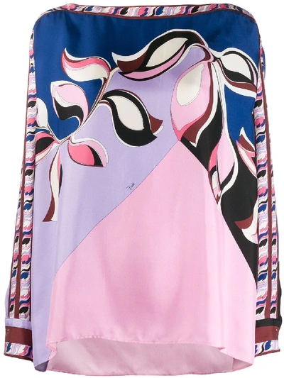 Pucci Heliconia-printed Blouse In Blue
