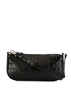 By Far Rachel Croc-effect Shoulder Bag In Black