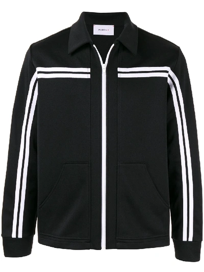 Ports V Logo Print Bomber Jacket In Black