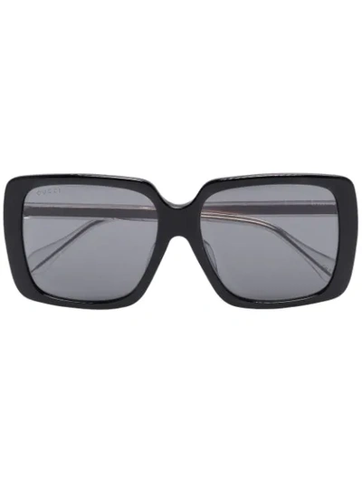 Gucci Black Crystal Square Tinted Sunglasses