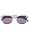 Saint Laurent Silver Glitter Square Sunglasses In Silver