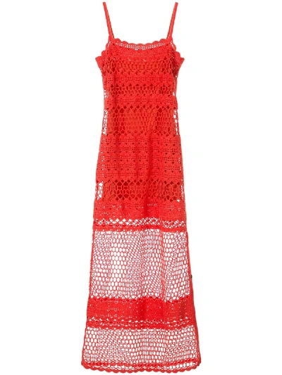 Suboo Stella Side Button Crochet Dress In Red