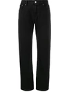 Mm6 Maison Margiela Cropped Straight-leg Jeans In Black