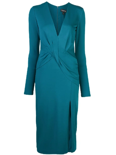 Cushnie Deep V-neck Long Sleeved Dress In Blue