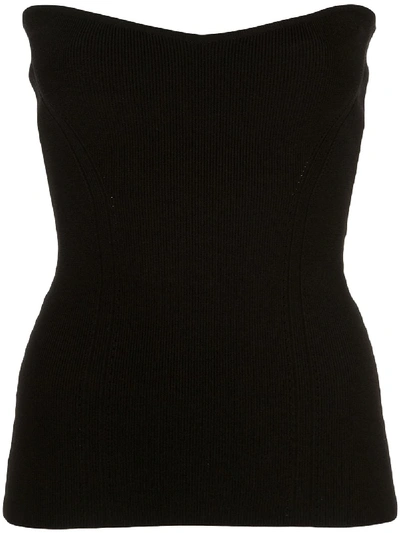 Cushnie Strapless Knit Bustier In Black