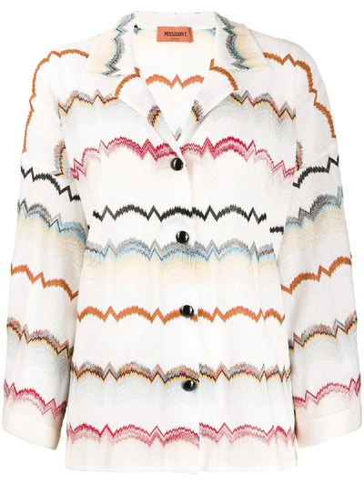 Missoni Zig-zag Crochet-knit Shirt In White