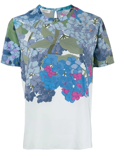 Valentino Floral Print Top In Blue