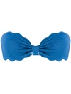 Marysia Antibes Scalloped Stretch-crepe Bandeau Bikini Top In Blue