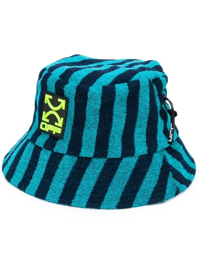Off-white Arrow Towel Stripe Bucket Hat In Petrol Blue