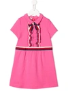 Gucci Kids' Sylvie Web Flared Dress In 粉色