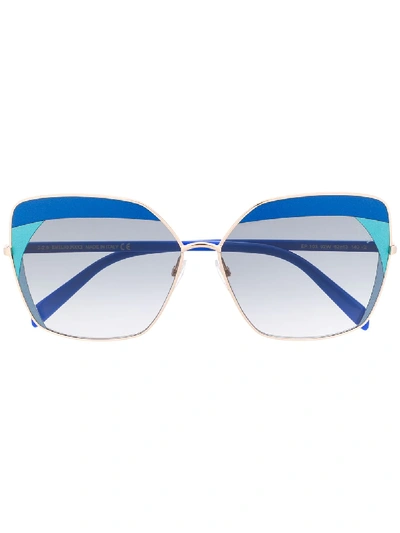 Emilio Pucci Geometric Frame Sunglasses In 蓝色