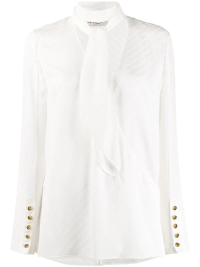 Givenchy Neck Tie Striped Blouse In White