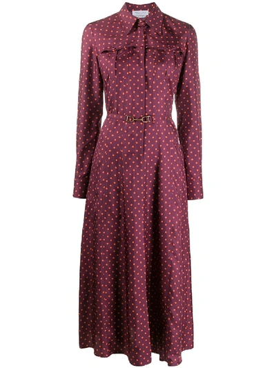 Gabriela Hearst Polka Dot Print Shirt Dress In 红色 | ModeSens