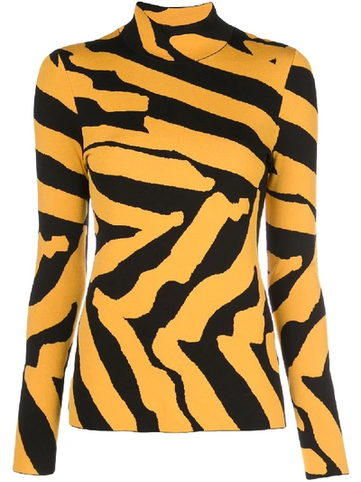 Proenza Schouler Tiger-stripe Knitted Top In 黑色