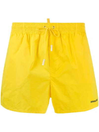 Dsquared2 Icon Print Swim Shorts In 黄色