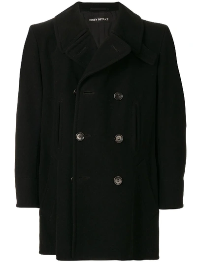 Pre-owned Issey Miyake Double Breasted Short Coat In Black