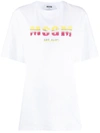 Msgm Sequin Embroidered Logo T-shirt In White