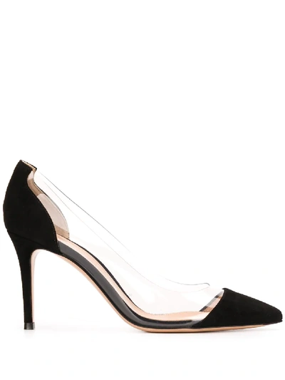 Gianvito Rossi Pvc-paneled Suede Pumps In Black