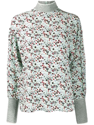 Essentiel Antwerp Vocal Floral-print Top In 绿色