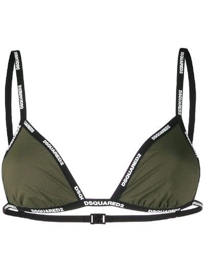 Dsquared2 Logo Trim Bikini Top In Green
