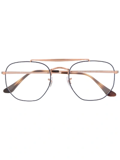 Ray Ban Oversized Round Frame Glasses In Blue