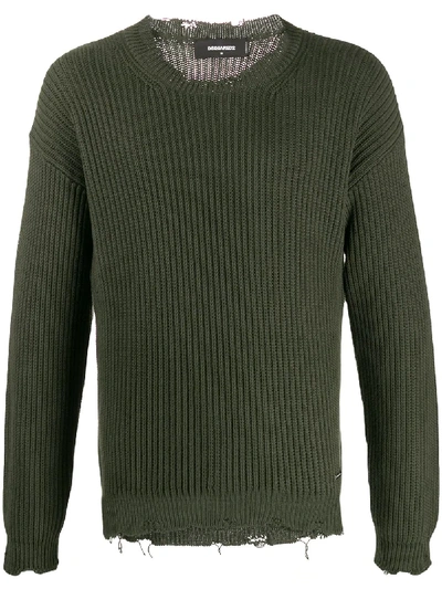 Dsquared2 Distressed Effect Jumper In Green