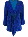 Retroféte Glitter Wrap Dress In Blue