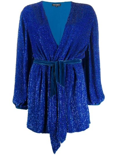 Retroféte Glitter Wrap Dress In Blue