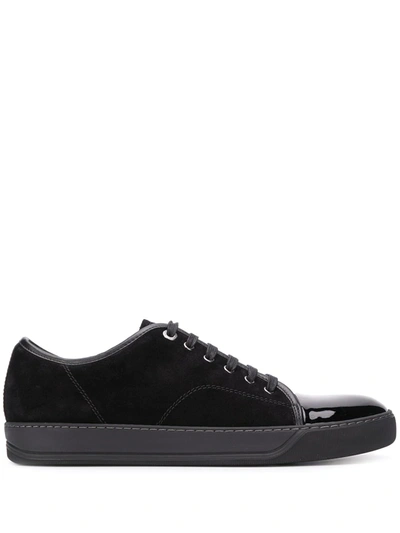 Lanvin Suede And Leather Cap-toe Sneakers In Black