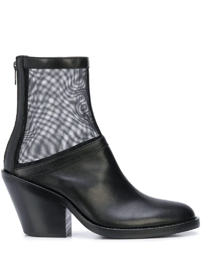 Ann Demeulemeester Mesh Ankle Boots In 黑色