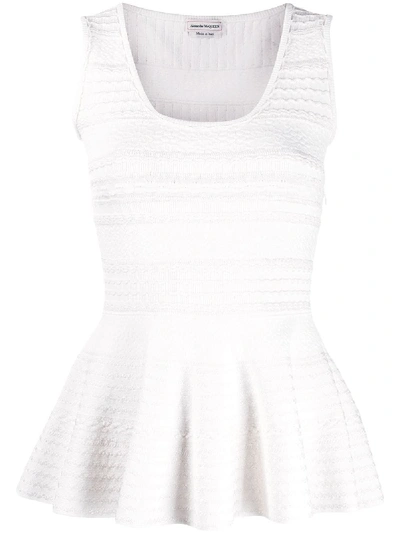 Alexander Mcqueen Textured Sleeveless Pleated Top In White