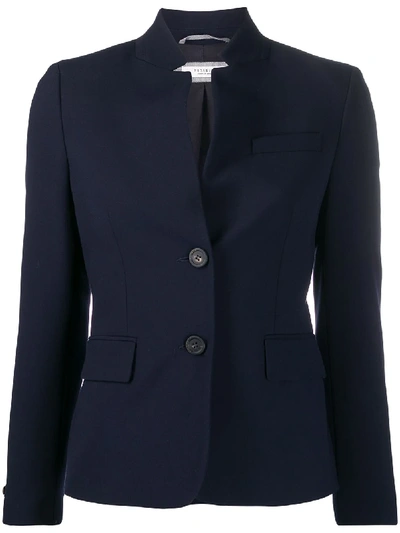 Peserico Slim-fit High-collar Blazer In Blue