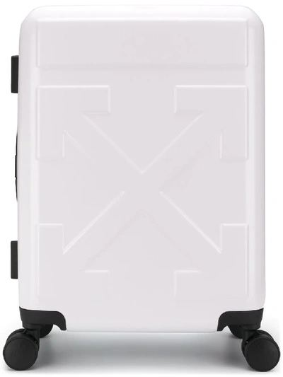 Off-white Debossed Arrows Travel Trolley Suitcase In 白色
