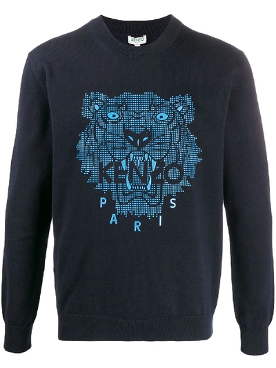 Kenzo Tiger Print Sweatshirt In 蓝色