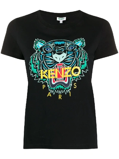 Kenzo Classic Tiger Icon Short-sleeve T-shirt In Black/yellow/green