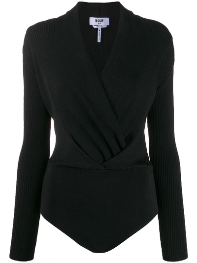 Msgm Wrap Front Knitted Body In Black