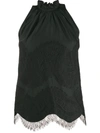 Givenchy Tech Taffeta Lace-trim Halter Top In Black