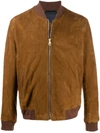 Paul Smith Suede Bomber Jacket In Brown