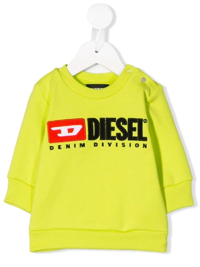 Diesel Babies' Sweatshirt Mit Logo-stickerei In Lime
