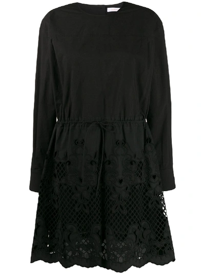 See By Chloé Embroidered Flared Dress In 黑色
