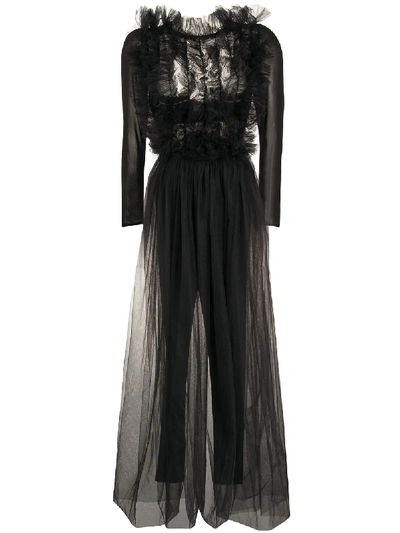 Alchemy Ruffled Tulle Jumpsuit In 黑色