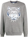 Kenzo Tiger Embroidered Sweatshirt In Grey