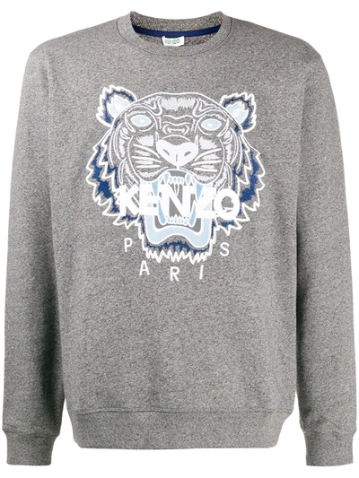 Kenzo Tiger Embroidered Sweatshirt In Grey