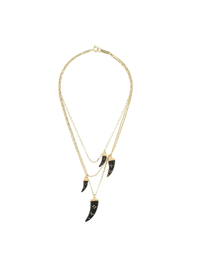 Isabel Marant Buffalo Horn Pendant Necklace In Black