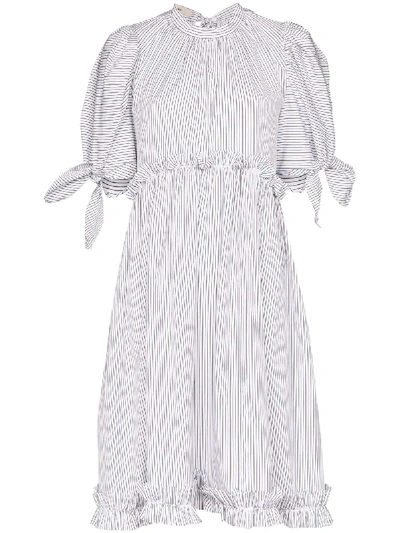 Brøgger Amy Pinstripe Midi Dress In White