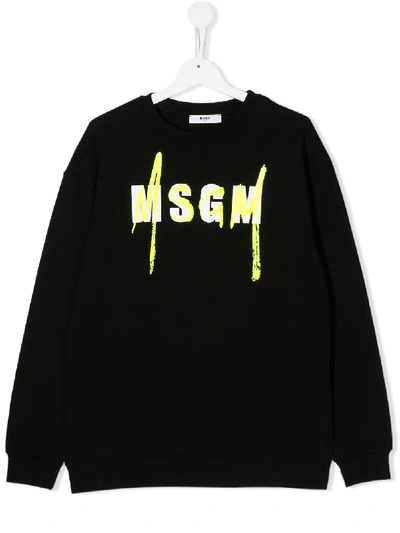 Msgm Teen Logo Print Sweatshirt In Black