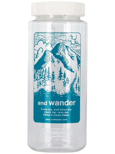 And Wander Logo Print Watter Bottle In White