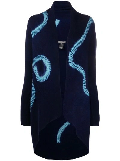 Suzusan Abstract Printed Knitted Cardi-coat In Blue