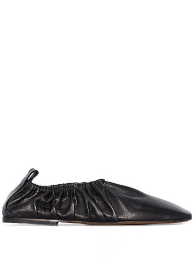 Neous Phinia Gathered Leather Ballet Flats In Black